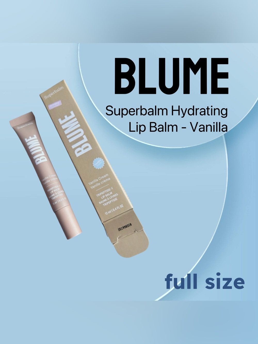 🇨🇦🆕NIB BLUME |FULL| VANILLA CREAM Superbalm Hydrating & nourishing Lip Balm